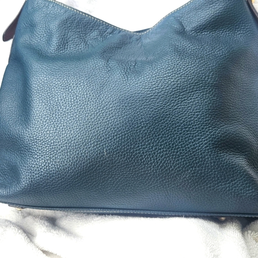 Dooney & Bourke Marine Blue Pebbled Leather Cooper Hobo Bag Leather&Gold Accents - Picture 7 of 14
